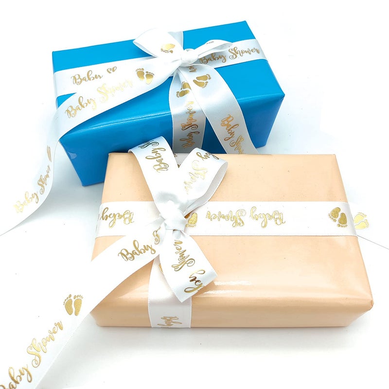 OLILLY Ribbon White and Gold for Baby Shower (White and Gold) - Image 5